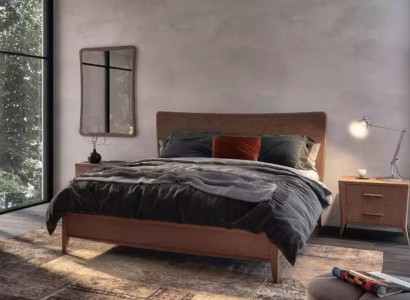 Bedroom Set Luxury Bed 2x Bedside tables Design new brown 3-piece Modern